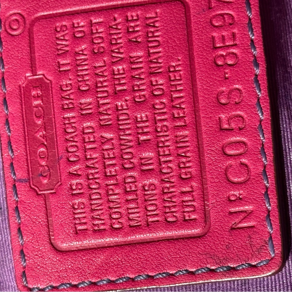 Coach Vintage Chelsea Vibrant Pink Tote Bag with Tan Handles - Picture 6 of 13